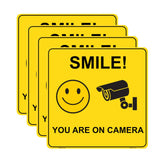 Haobase 4 Pcs Smile You are On Camera Sign Sticker - 15 cm x 15 cm - Self Adhesive Vinyl